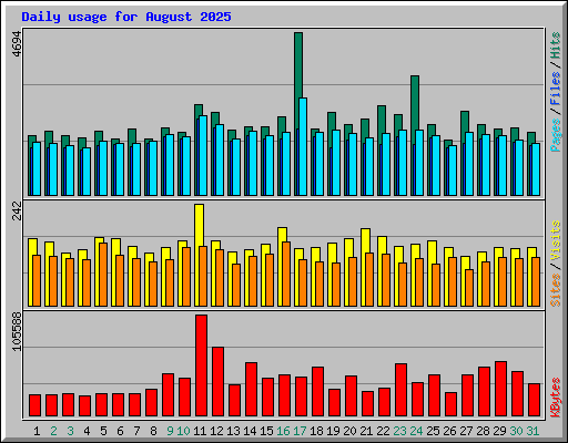 Daily usage for August 2025