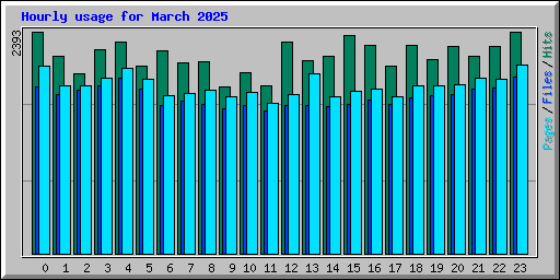 Hourly usage for March 2025